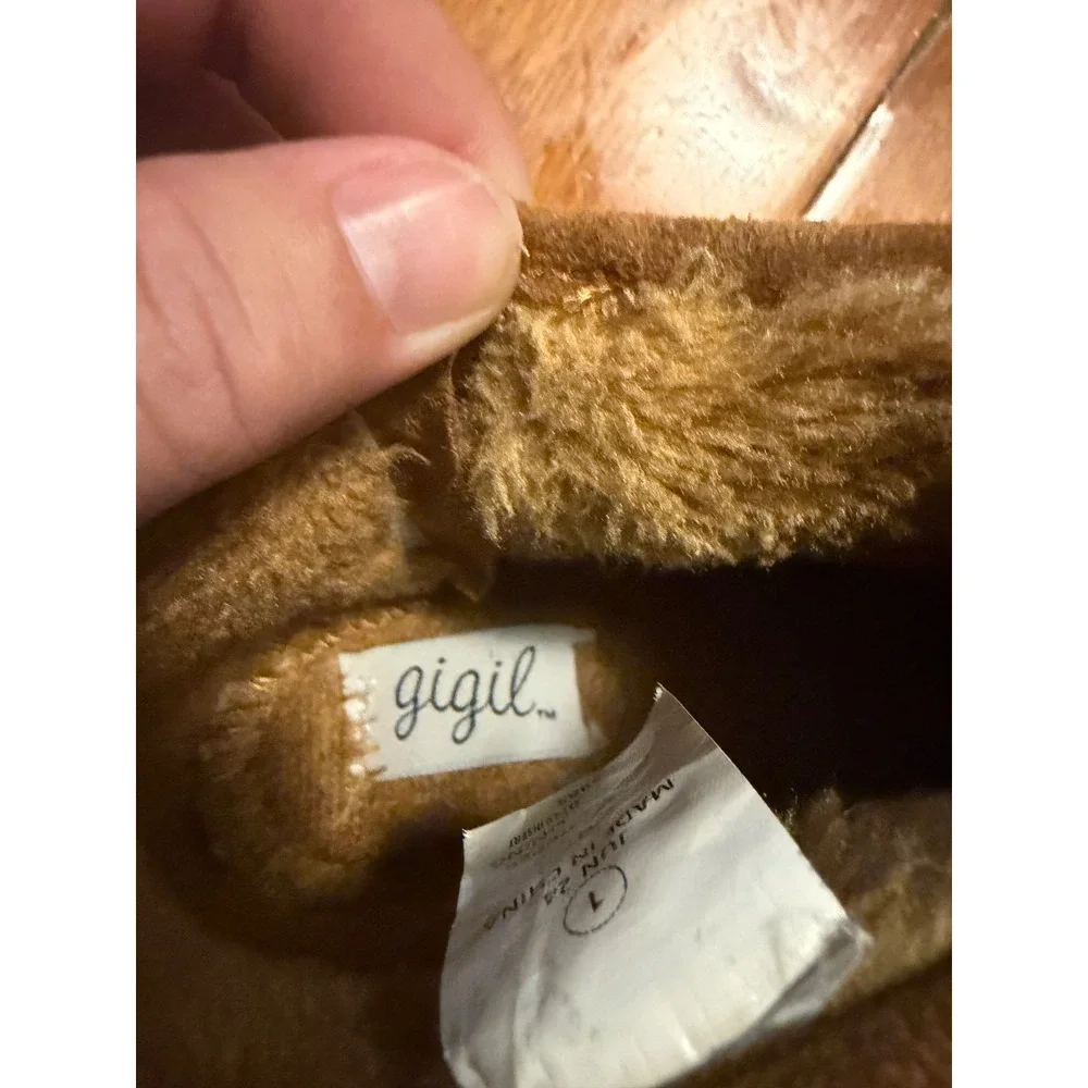 Gigil Girls Chestnut Brown Faux Fur Lined Ankle Boots Size 1 Youth Side Zip